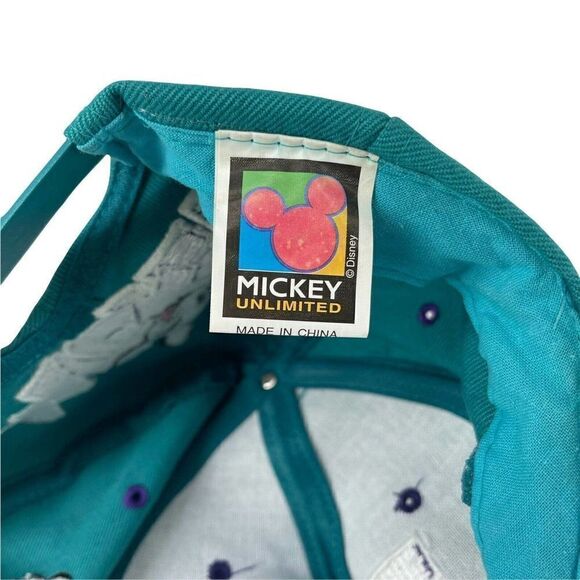 Disney Vintage Mickey Mouse Snapback Hat 90s Mickey Unlimited Teal Flat Bill OS - Picture 8 of 9